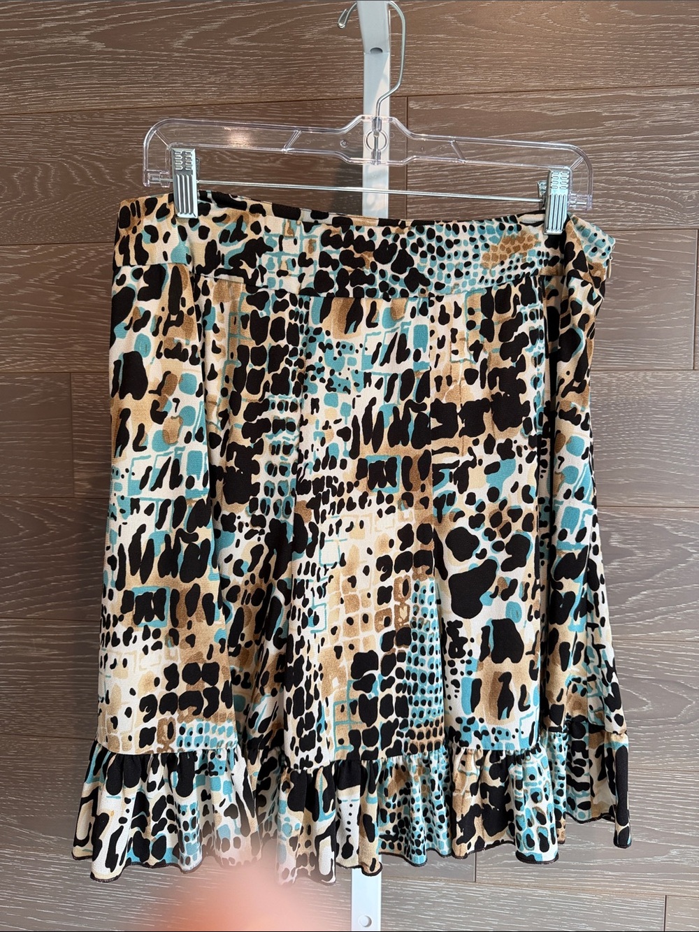 Tiered Ruffle Hem Animal Print Skirt